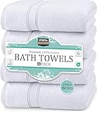 Utopia Towels - 4 Piece Bath Towels Set (69 x 137 CM) - Premium 100% Ring Spun Cotton - Quick Dry, Highly Absorbent, Soft Feel Towels, Perfect for Daily Use (White)