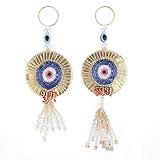Auspicious Shubh Labh Door Wall Hanging Evil eye Bandanwar Hangings Toran Indian Traditional Handmade Toran Valance Showpiece for Home Temple Diwali Decorations Pooja Festival (Size:-5"X2")(Blue)