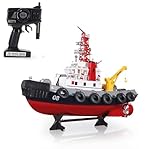SOWOFA Large 23.6 inch (60 cm) 2.4G Remote Control Tugboat Rescue Ship RC fire Boat with Remote Control Water Spray Electric 15 km/h Ready for Operation 14+