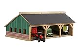 Kids Globe Large Wooden Farm Shed For Tractors (Scale 1:87),Multicolor,30 x 16.7 x 11.9 cm