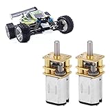 2Pcs Gear Motor, DC 6V 200RPM Speed Reduction 3x8 Shaft Geared Motor DC Worm Gear Motor Self-Locking Reversed Mini Turbine Geared Motor for RC Car Toy