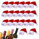 Popuppe 20 Pcs Mini & Lollipop Santa Hats, Bottles Cover Cap, Santa Wine Bottle Topper for Holiday Table Decorations