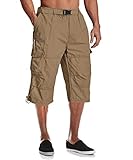 MAGCOMSEN Cargo Shorts for Men Elasticated Waist Casual Work Shorts Mens 3/4 Length Combat Trousers Lightweight Comfortable Outdoor Sports Shorts with Multi Pockets,Khaki,34 Waist