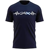 Scotland Flag Heartbeat Rugby T Shirt Mens Scottish Football Rugby Supporter Tee Top, M, Navy
