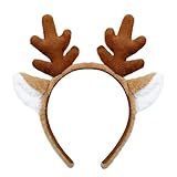 SIOTMERA Animal Ears Headband - Reindeer Antlers for Christmas & Halloween, Dark Brown