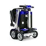 Drive Devilbiss Elite Auto Folding Electric Mobility Scooter/LED Front Headlight & USB Charging Port – Striking Design, Metallic Silver Finish, with Full Suspension for Smooth Riding -Blue