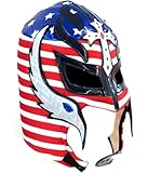 Del Mex Lucha Libre Adult Luchador Mexican Wrestling Mask Costume, Rey Mysterio (Red, White, Blue), One size