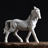 WXMYOZR White Porcelain Horse Statues, 4 Inch Ceramic White Horse Figurines Desktop Ornaments Home Decor Small Animal Garden Decor,A