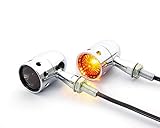 Alchemy Parts Motorbike Indicators for Retro Custom HOG Chopper Bobber Project - CHROME - Drilled