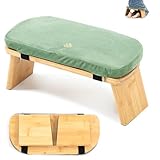 Estleys Meditation Bench, Bamboo Meditation Stool, Folding Kneeling Meditation Bench, Seiza Prayer Bench, Prayer Bench with Meditation Cushion, Kneeling Stool (GREEN)