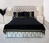 Haaq King Duvet Cover Size - 100 Percent Polyester Set, Ultra-Soft, Easy-Care, and Lightweight Covers with Button Closure, Bedding Set Comes a 2 Pillowcases. (Black/Gold), Double (200x200cm)