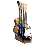 STRICH Wooden Guitar Stand for Multiple Guitars, 4-Holder, Front Display Space-Saving Floor Guitar Rack for Home, Studio, Stage, Walnut Color, L-3E1AW (For 3 Electric+1 Acoustic)