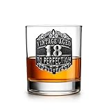 De Walden 18th Birthday Whisky Glass Tumbler with Vintage Pewter Feature 13oz Whiskey Spirits Gift for Men