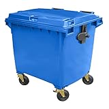 BritishBins Blue 1100 ltr 4 Wheel Wheelie Bin - Large Size 4-Wheel Wheelie Bin - Tough & Durable - For All Your Outdoor Rubbish & Recycling - EN840 Certified & Tested