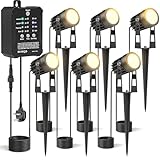HIBOITEC 6PCS Outdoor Garden Lights with Transformer, 52FT Photocell Sensor Garden SpotLights Mains Powered, Dimmable 2700K Waterproof Pathway Lighting, Timer Outdoor Lights for House Yard Trees