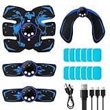 EMS Muscle Stimulator, ABS Trainer, Abdominal Muscle Toner Electronic Workout Home Fitness Device with 8 Modes,29 Intensities,4 Machines,4 Patches,12 Gel,For Abdominal/Arm/Leg/Hip Training