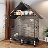 HJYryhyfddply 46''Rolling Bird Cage Large Wrought Iron Cage for Cockatiel Sun Conure Parakeet Finch Budgie Lovebird Canary Medium Pet House with Top Storage Area