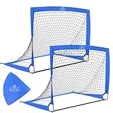 Football Goal 4 x 3 ft Soccer Goal Foldable Football Net for Garden, Park, Backyard, Playground, Beach (Blue)