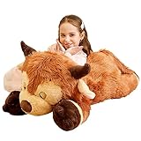 IKASA Giant Highland Cow Stuffed Animal Plush Toy,85cm Large Big Scottish Highland Cow Jumbo Soft Toys,Huge Size Cute Fluffy Plushie,Gifts for Kids