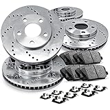 Front and Rear eLine Cross-Drilled Brake Rotors & Ceramic Brake Pad CEX.42126.02