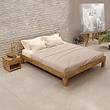 KROKWOOD Julia Solid Wood Bed - FSC Certified Oak Wooden Bed Frame with Headboard - Assembling Hardware Included (100 x 200 cm)