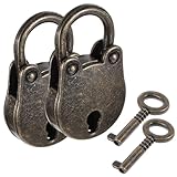 Grevosea 2 Pcs Mini Antique Padlock, Bear Head Shaped Padlock with Key Vintage Bronze Metal Lock for Jewelry Box Diary Book Handbag Storage Box Suitcase Decorative Lock