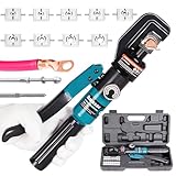 Hand Operated Hydraulic Crimping Tool Range 12 AWG-2/0 AWG for Cable lugs Hydraulic Crimping Crimper Wire Terminal Lug Tool with 9 Pairs Dies