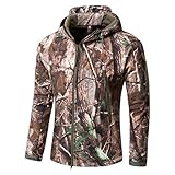 Ketamyy Mens Camo Tactical Coat Hooded Autumn Winter Outdoor Army Military Softshell Fleece Lined Waterproof Windproof Warm Hunting Hiking Jacket Bionic Camouflage M