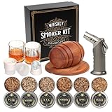 ComboJoy Whiskey Smoker Kit with Torch - 6 Flavors Wood Chips, 2 Glasses, 2 Ice Ball Molds - Cocktail Smoker Infuser Kit, Old Fashioned Drink Smoker Kit, Birthday Bourbon Gifts for Men,Dad(NO Butane)