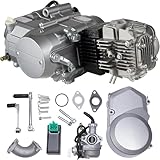 ACROSSPART 125cc 4 Strokes Engine Motor, Single Cylinder Air-Cooled Motorcycle Dirt Pit Bike Engines Replacement Kits, Petrol Engine w/CDI Ignition Mode and 4 Speed Manual Clutch