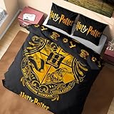 Harry Potter Duvet Cover and Pillowcase Set Kids Teens Women Bedding Bedroom Accessories - Single or Double Size (Black Double)