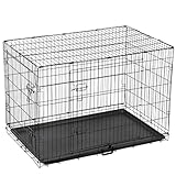 Dog Crate Large Size Dog Puppy Pet Cage with 2 Doors (Front & Side), Dog Crate with Removal Tray,Folding Metal Pet Dog Puppy Training Cage Crate for Dogs (Large 36")