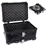 BIKE IT Aluminium Motorcycle Top Box Luggage Top Case with Security Lock Universal Fitting Plate (65L)