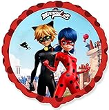 Flexmetal Miraculous Cat Noir Ladybug Foil Balloon Party Suitable for Air or Helium - Perfect Birthday Party Decoration (Miraculous Street 18")