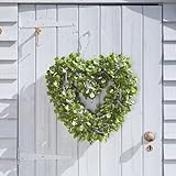 Garden Mile Artificial Flower Wreath Large Hanging Spring Summer Door Wreath Outdoor Garden Decoration Heart Shaped Wreath with Purple Flowers Hanging Indoor & Outdoor Wreath