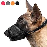 HEELE Breathable Mesh and Durable Nylon Dog Muzzle with Adjustable Loop and Soft Pad - Prevent Barking, Biting and Chewing (Black, XL)