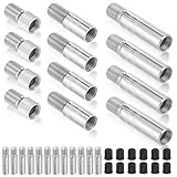 Sorcristy 12PCS Tyre Valve Extension, 19/27/39mm Tire Valve Extension, Stainless Steel and Abs Tire Valve Extenders for Cars, Motorcycles, Trucks, Inflation Andpressure Check (Silver, Black)