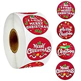 500 PCS Rolls of Round Self-Adhesive Stickers - Merry Christmas Decoration Stickers for Envelope Sealing & Party Decoration