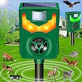 VxoDhuuo Cat Repellent, Cat Repellent Deterrent for Gardens UK, Animal Scarer Ultrasonic with Flame Flashing Light Alarm & PIR Sensor 5 Adjustment Modes, IPX4 Waterproof Solar USB Charging for Cat Fox