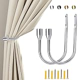 ALEENFOON U Design Curtain Tieback Hook Tieback Metal Curtain Tie Back Holdbacks Curtain Tiebacks 2 Pieces (Silver)