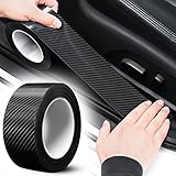 Car Sill Protectors Strips Car Door Sill Protector Black Carbon Fiber Wrap Film, Reducing Scuff, Universal Carbon Fiber Door Sill Kick Plate Protector Covers for Car/SUV/Truck (5CM*5M)