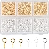 400pcs Mini Screw Eye Pins Set for DIY Jewelry Crafts, GLADFRESIT Metal Eye Pin Pendants for Small Projects.