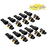 Car Waterproof Electrical Connector, 10 Pcs 2 Pin Car Wire Connector, Electrical Terminal Wire Connector, AMP Nylon 12V 1.5mm Terminal Plug Power Plug For Car, Truck, Boat and Other Wire Connections