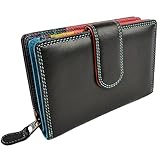 Golunski Ladies Tab Flap Over Leather Purse/Wallet Graffiti Change Gift Box (Black/Tropical)