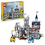 LEGO Creator 3in1 Medieval Horse Knight Castle Toy - Transforms into a Jousting Tournament Scene or a Town - incl. 6 Minifigures - Creative Gift for 9+ Year Old Boys & Girls - 31168
