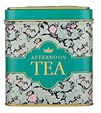 New English Teas Victorian Garden Tea Tin with 32 English Afternoon Teabags – Tapestry Inspired Tin with Decorative Green Florals