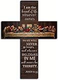TTPSRY Crucifix Wall Cross Plaque Wall Hanging Last Supper Digital Oil Painting Fine Decor Christian Easter Decoration for Home Living Room Church（Type A）