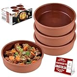 Handmade Cooking Clay Bowl Set of 4, Terracotta Bowls, Ancient Pottery, Large Clay Bowl for Food, Turkish Clay Yogurt Pots, Earthenware Pottery for Mexican Dishes, 6.25 in