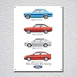 Ford Escort RS Retro Vintage Tin Sign - Metal Poster, 12x16 Inches