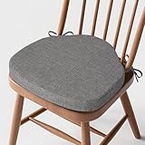 MineCozy Windsor Chair Cushions for Dining Chairs 1 Pack Non Slip Kitchen Seat Cushion with Ties and Washable Covers Indoor Comfortable Seat Pad with Thick Foam 16.5" x 15.5" x 2" Light Grey